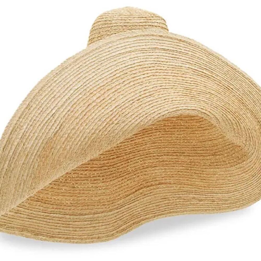 Jacquemus Large Valensole Le Grand Chapeau natural tan raffia 12” wide brim hat - Picture 6 of 6